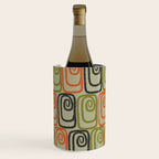 Midcentury Twist Abstract Pattern Olive Green Orange Charcoal  Wine Chiller Gallery Image 2