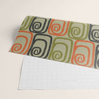 Midcentury Twist Abstract Pattern Olive Green Orange Charcoal  Wrapping Paper Gallery Image 2