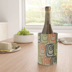 Midcentury Twist Abstract Pattern Olive Green Orange Charcoal  Wine Chiller Gallery Image 4