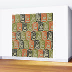Midcentury Twist Abstract Pattern Olive Green Orange Charcoal  Wall Mural Gallery Image 2