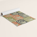Midcentury Twist Abstract Pattern Olive Green Orange Charcoal  Yoga Mat Gallery Image 2