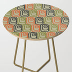 Midcentury Twist Abstract Pattern Olive Green Orange Charcoal  Side Table Gallery Image 2