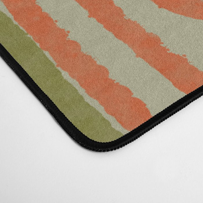 Midcentury Twist Abstract Pattern Olive Green Orange Charcoal  Desk Mat Gallery Image 4
