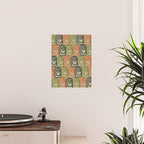 Midcentury Twist Abstract Pattern Olive Green Orange Charcoal  Poster Gallery Image 2
