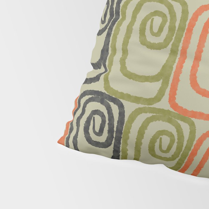 Midcentury Twist Abstract Pattern Olive Green Orange Charcoal  Pillow Sham Gallery Image 4
