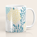 Garden Florals, Yellow, Teal, Gray Coffee Mug Gallery Image 1