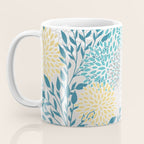Garden Florals, Yellow, Teal, Gray Coffee Mug Gallery Image 3