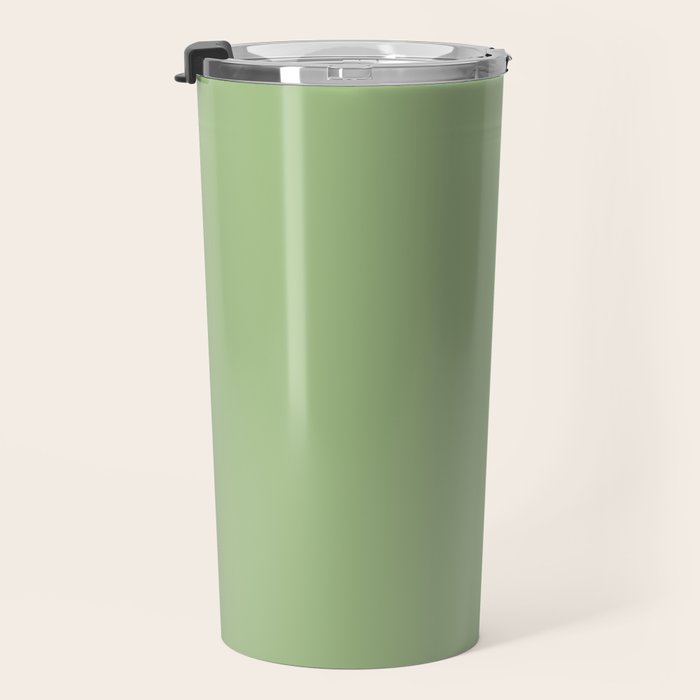 Solid Light Sage Green  Travel Mug Gallery Image 3