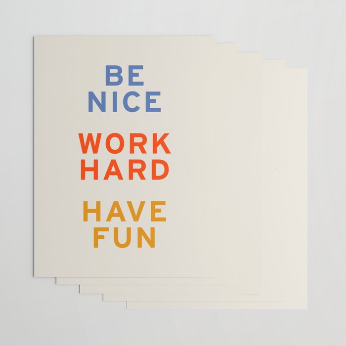 Be Nice, Work Hard, Have Fun | Retro Vintage Bauhaus Typography Wrapping Paper Gallery Image 3