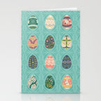 Floral Easter Eggs - Aqua Stationery Card Gallery Image 2