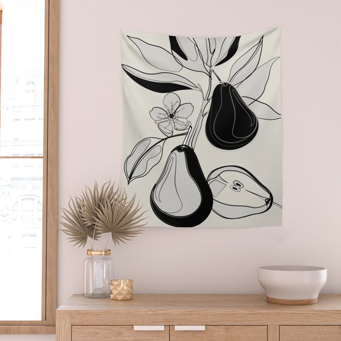 Line Art Pears 4 Wall Tapestry Gallery Image 2