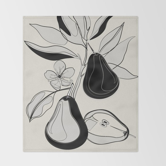 Line Art Pears 4 Throw Blanket Gallery Image 2