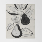 Line Art Pears 4 Throw Blanket Gallery Image 2