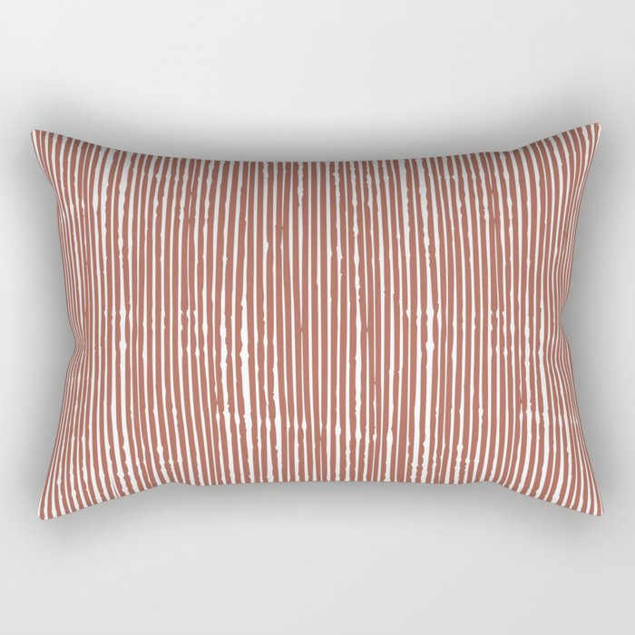 Rustic Abstract Stripes, Terracotta and White Rectangular Pillow Gallery Image 1