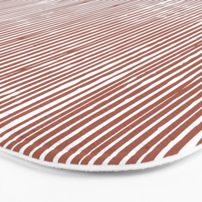 Rustic Abstract Stripes, Terracotta and White Bath Mat Gallery Image 3