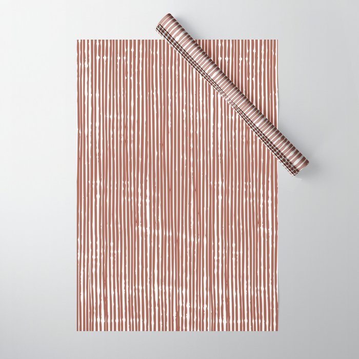 Rustic Abstract Stripes, Terracotta and White Wrapping Paper Gallery Image 1