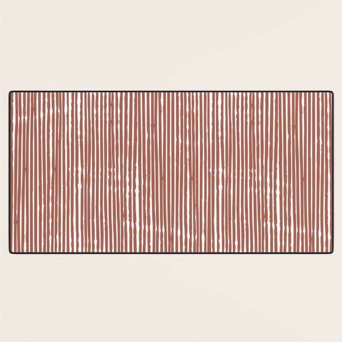 Rustic Abstract Stripes, Terracotta and White Desk Mat Gallery Image 3