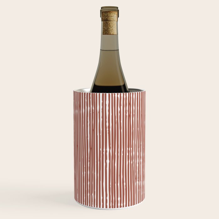Rustic Abstract Stripes, Terracotta and White Wine Chiller Gallery Image 2