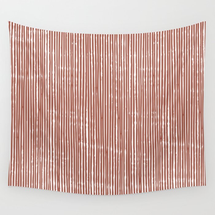 Rustic Abstract Stripes, Terracotta and White Wall Tapestry Gallery Image 4