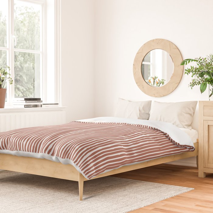 Rustic Abstract Stripes, Terracotta and White Duvet Cover Gallery Image 2