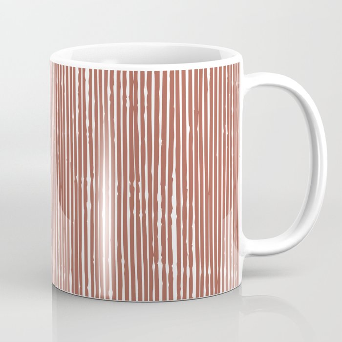 Rustic Abstract Stripes, Terracotta and White Coffee Mug Gallery Image 1