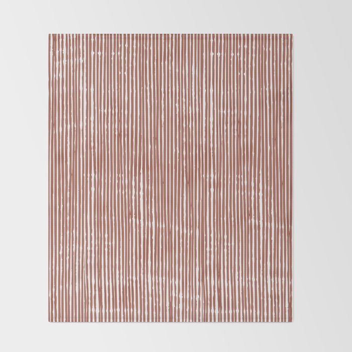 Rustic Abstract Stripes, Terracotta and White Throw Blanket Gallery Image 2