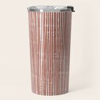 Rustic Abstract Stripes, Terracotta and White Travel Mug Gallery Image 2