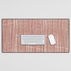 Rustic Abstract Stripes, Terracotta and White Desk Mat Gallery Image 1
