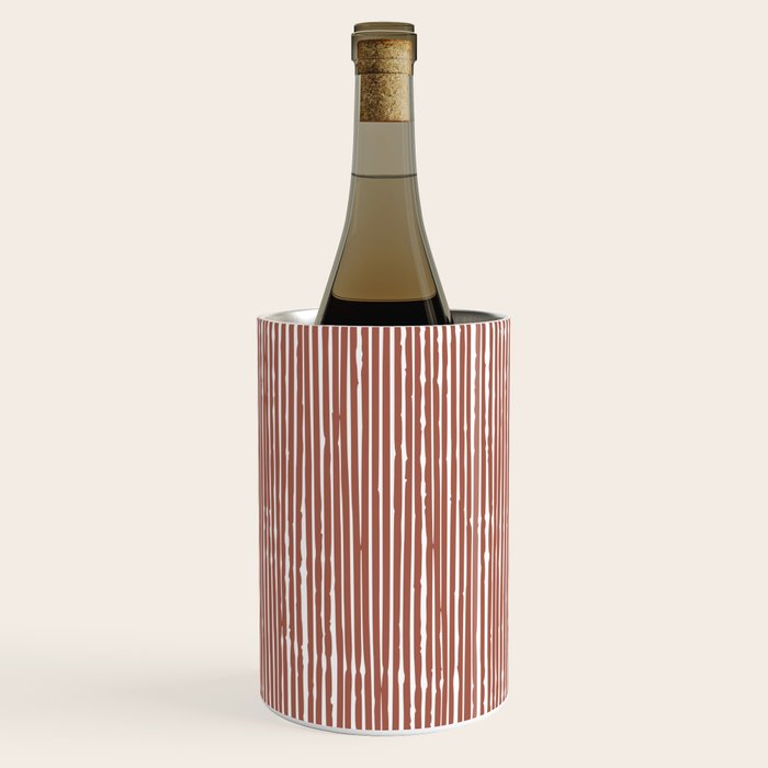 Rustic Abstract Stripes, Terracotta and White Wine Chiller Gallery Image 1