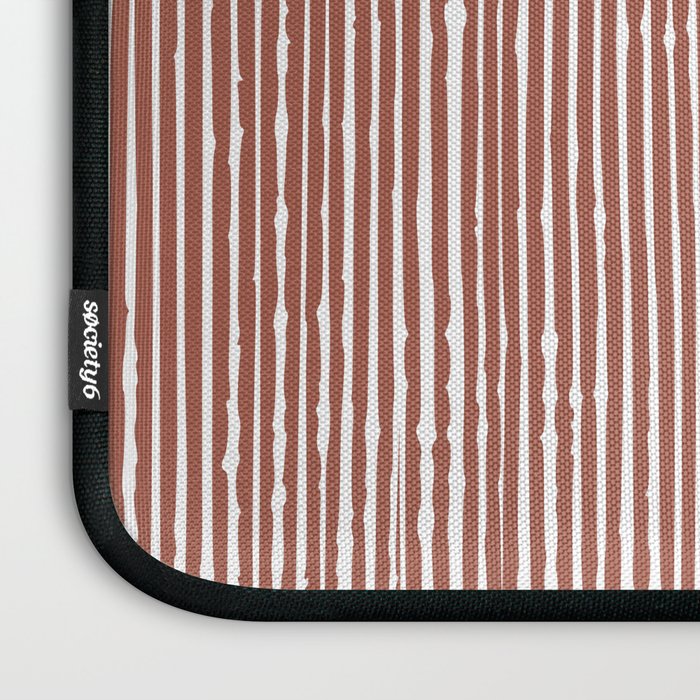 Rustic Abstract Stripes, Terracotta and White Laptop Sleeve Gallery Image 3