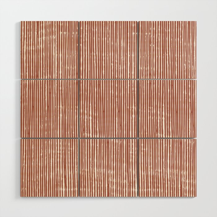Rustic Abstract Stripes, Terracotta and White Wood Wall Art Gallery Image 1