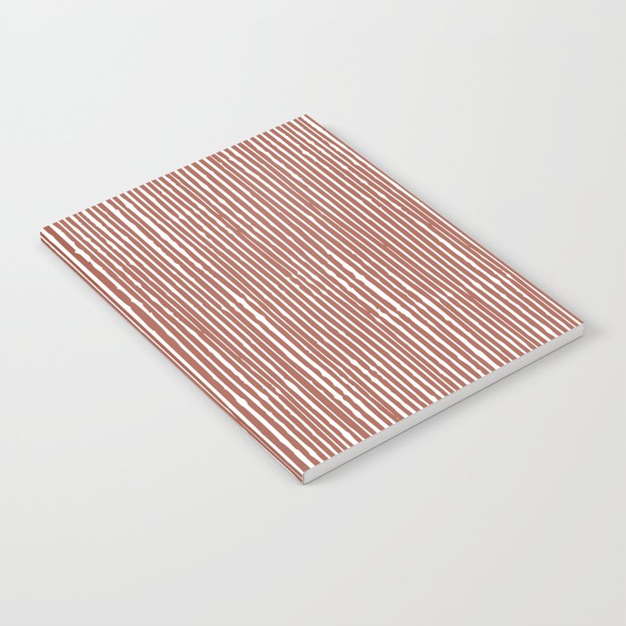 Rustic Abstract Stripes, Terracotta and White Notebook Gallery Image 1