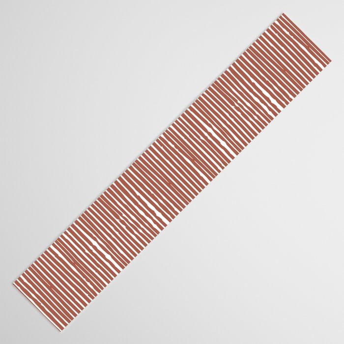 Rustic Abstract Stripes, Terracotta and White Table Runner Gallery Image 3