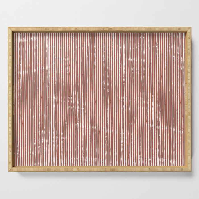 Rustic Abstract Stripes, Terracotta and White Serving Tray Gallery Image 1