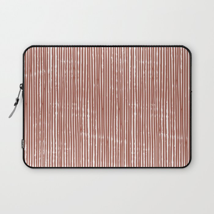 Rustic Abstract Stripes, Terracotta and White Laptop Sleeve Gallery Image 1