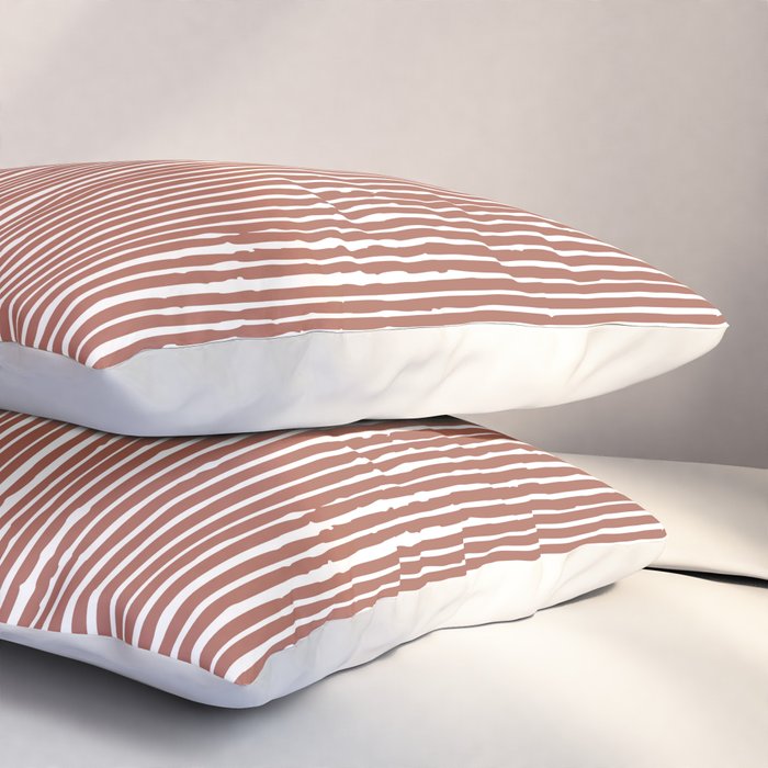 Rustic Abstract Stripes, Terracotta and White Pillow Sham Gallery Image 3
