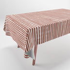 Rustic Abstract Stripes, Terracotta and White Tablecloth Gallery Image 1