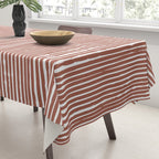 Rustic Abstract Stripes, Terracotta and White Tablecloth Gallery Image 3