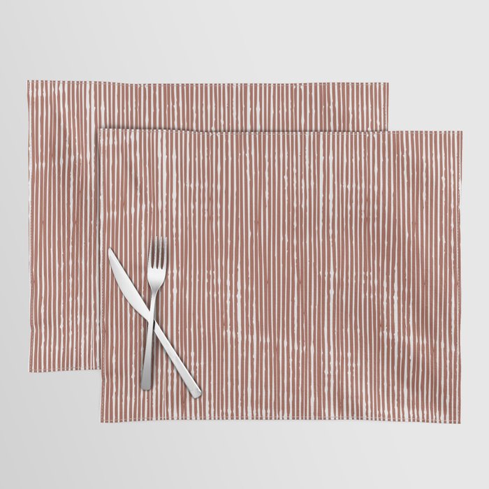 Rustic Abstract Stripes, Terracotta and White Placemat Gallery Image 1