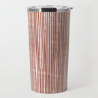 Rustic Abstract Stripes, Terracotta and White Travel Mug Gallery Image 1