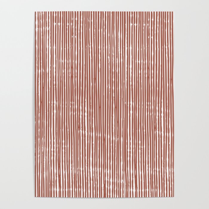 Rustic Abstract Stripes, Terracotta and White Poster Gallery Image 4