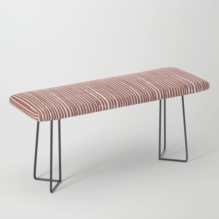 Rustic Abstract Stripes, Terracotta and White Bench Gallery Image 1