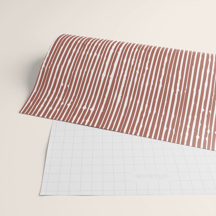 Rustic Abstract Stripes, Terracotta and White Wrapping Paper Gallery Image 2