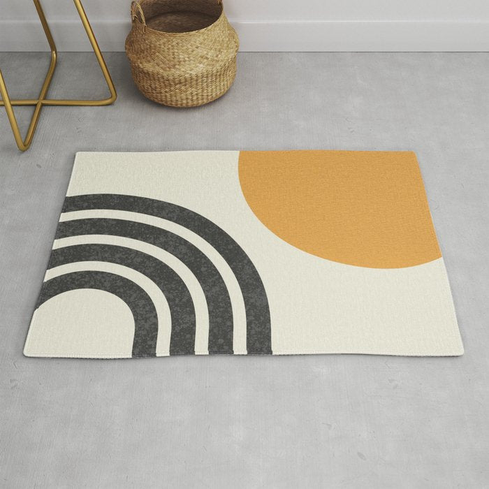 Mid century modern Sun and Rainbow Rug Gallery Image 1