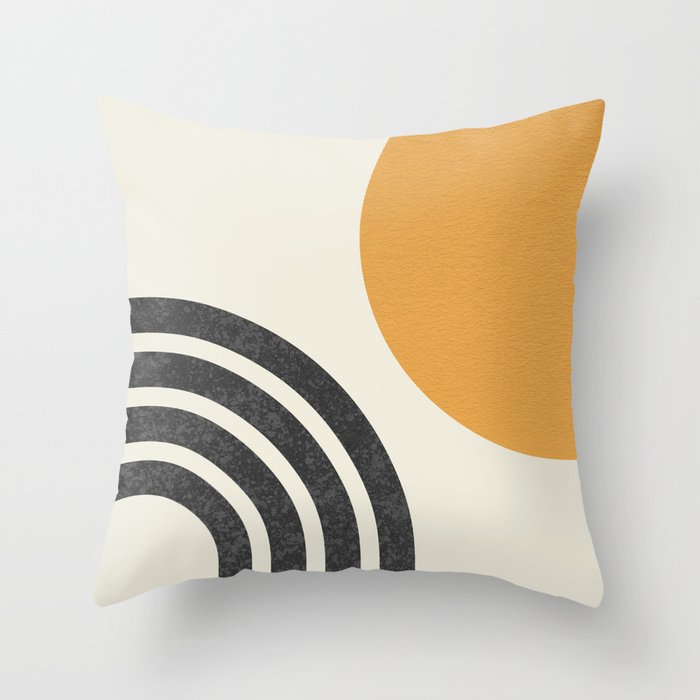Mid century modern Sun and Rainbow Throw Pillow Gallery Image 1