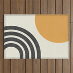 Mid century modern Sun and Rainbow Outdoor Rug Gallery Image 1