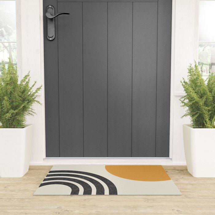 Mid century modern Sun and Rainbow Welcome Mat Gallery Image 3