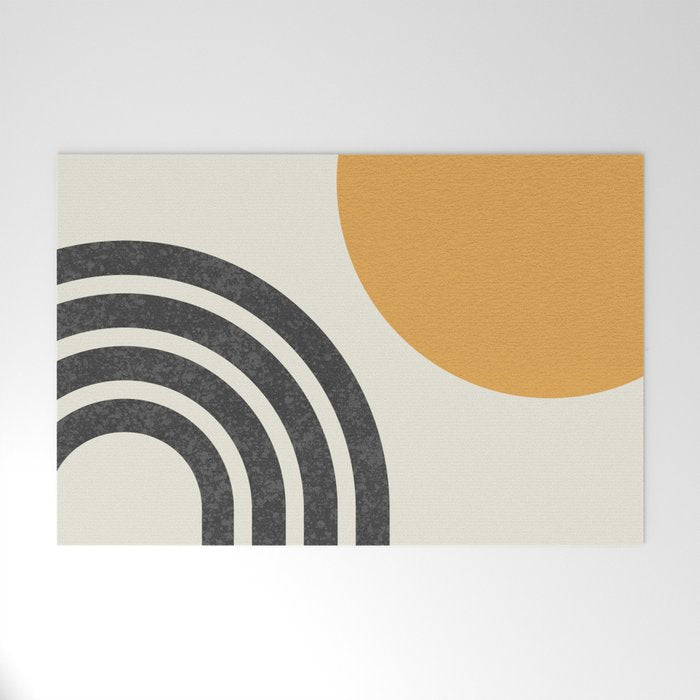 Mid century modern Sun and Rainbow Welcome Mat Gallery Image 1