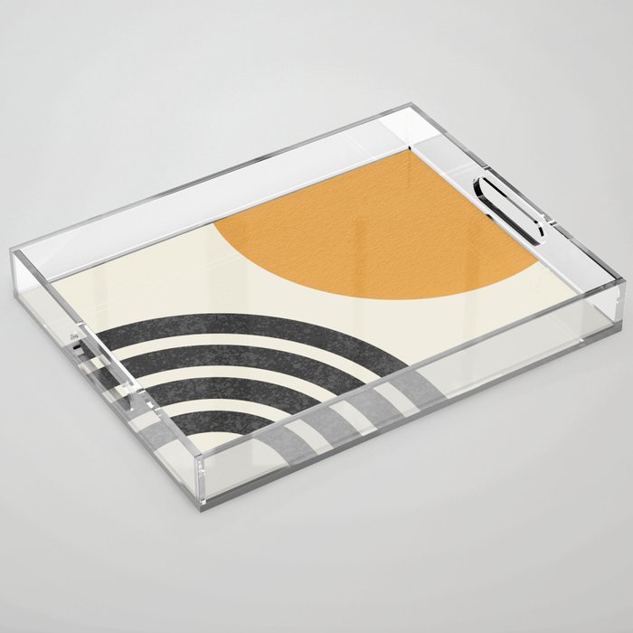 Mid century modern Sun and Rainbow Acrylic Tray Gallery Image 1