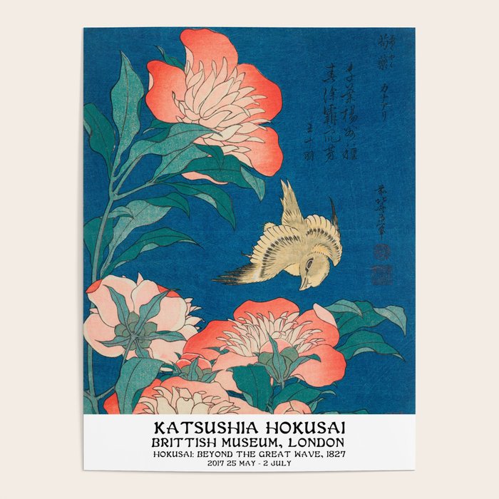 Peonies and Canary by Katsushika Hokusai Poster Gallery Image 4